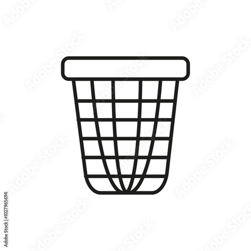 Laundry hamper icon flat line symbol set.