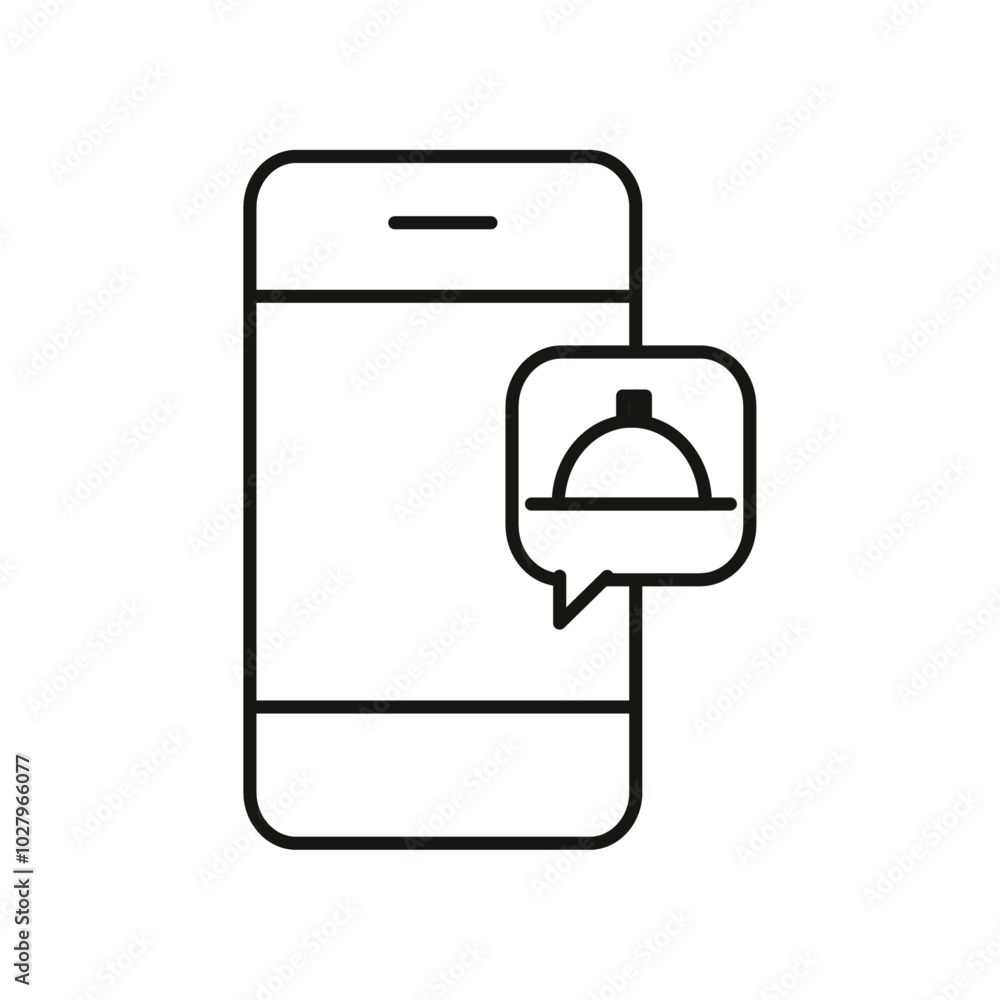 Mobile food ordering icon flat line symbol set. Mobile food ordering icon flat line symbol set.
