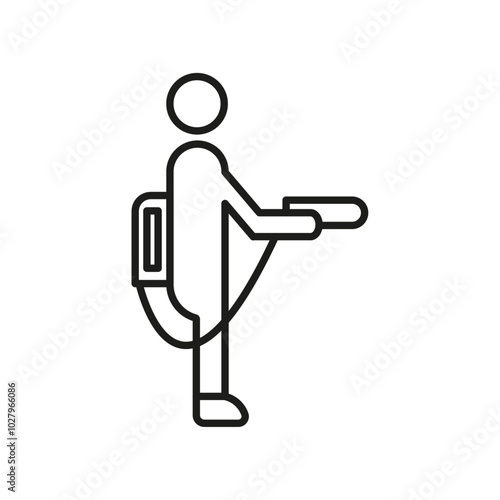Mite disinfectant man icon flat line symbol set.