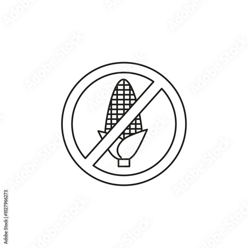 No corn icon flat line symbol set.