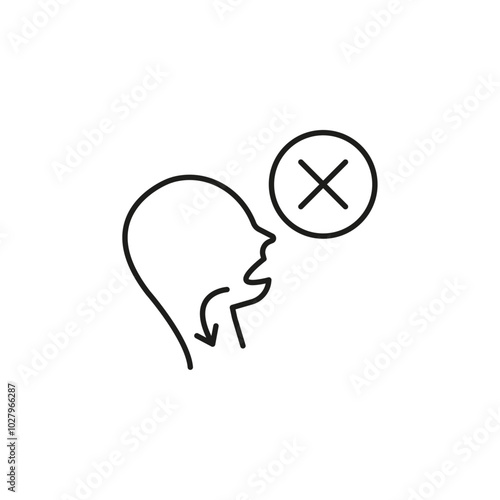 No swallowing icon flat line symbol set.