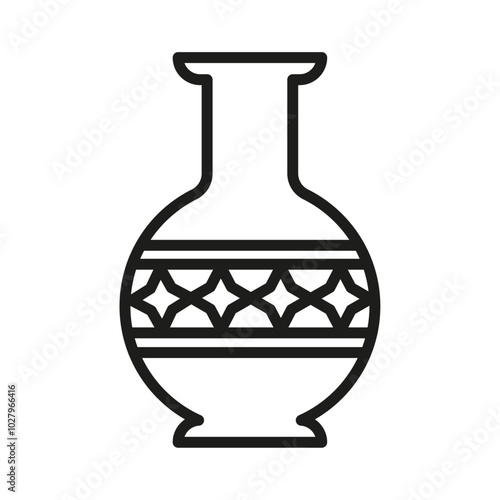 Ornamental vase icon flat line symbol set.