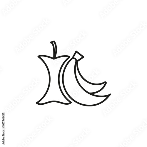 organic waste flat line symbol set.