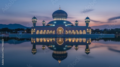 The Floating Mosque, officially named Tengku Tengah Zaharah Mosque, is a renowned landmark in Kuala Terengganu. Its unique design features a reflection that adds to its picturesque charm.