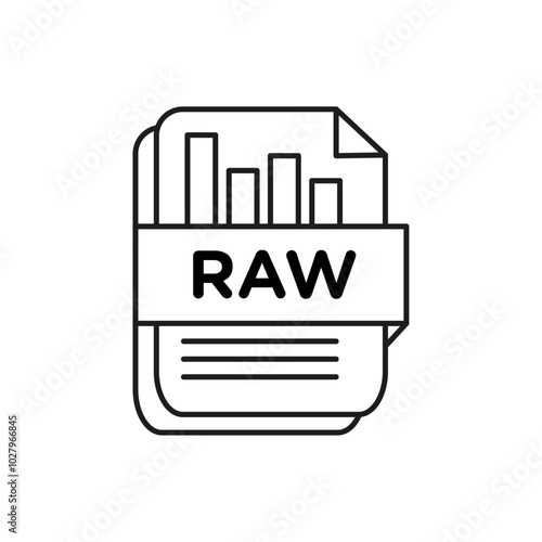 Raw data icon flat line symbol set.