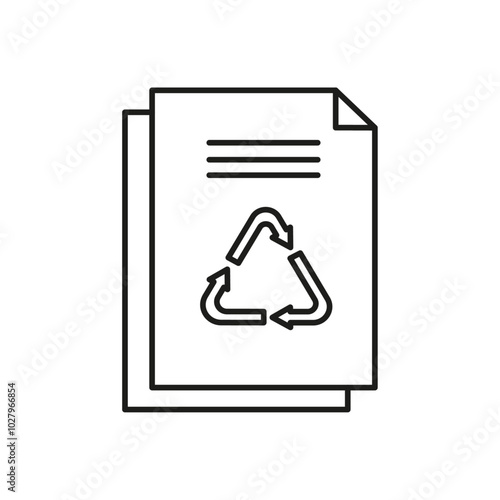recycled paper icon flat line symbol set.