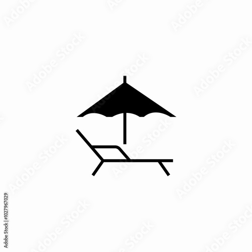 umbrella and sunbed icon sign vector