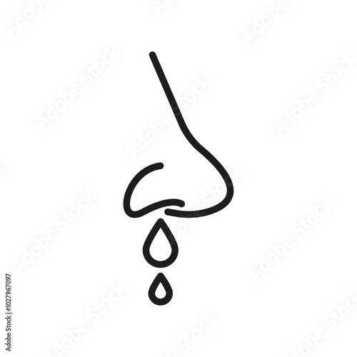 runny nose icon flat line symbol set.