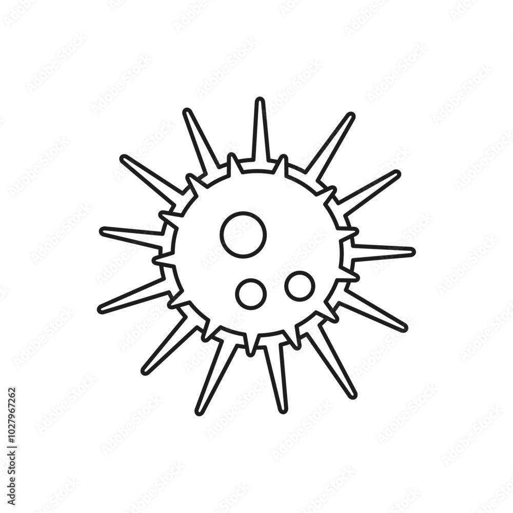 Sea urchin Icon flat line symbol set. Sea urchin Icon flat line symbol set.