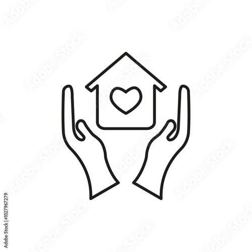 Shelter icon flat line symbol set.