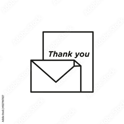 thankyou letter icon flat line symbol set.