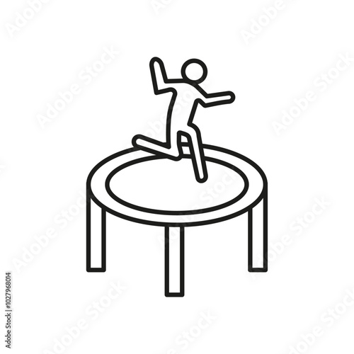 trampoline icon flat line symbol set.