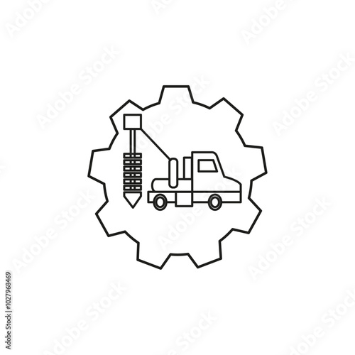 well drilling icon flat line symbol set.