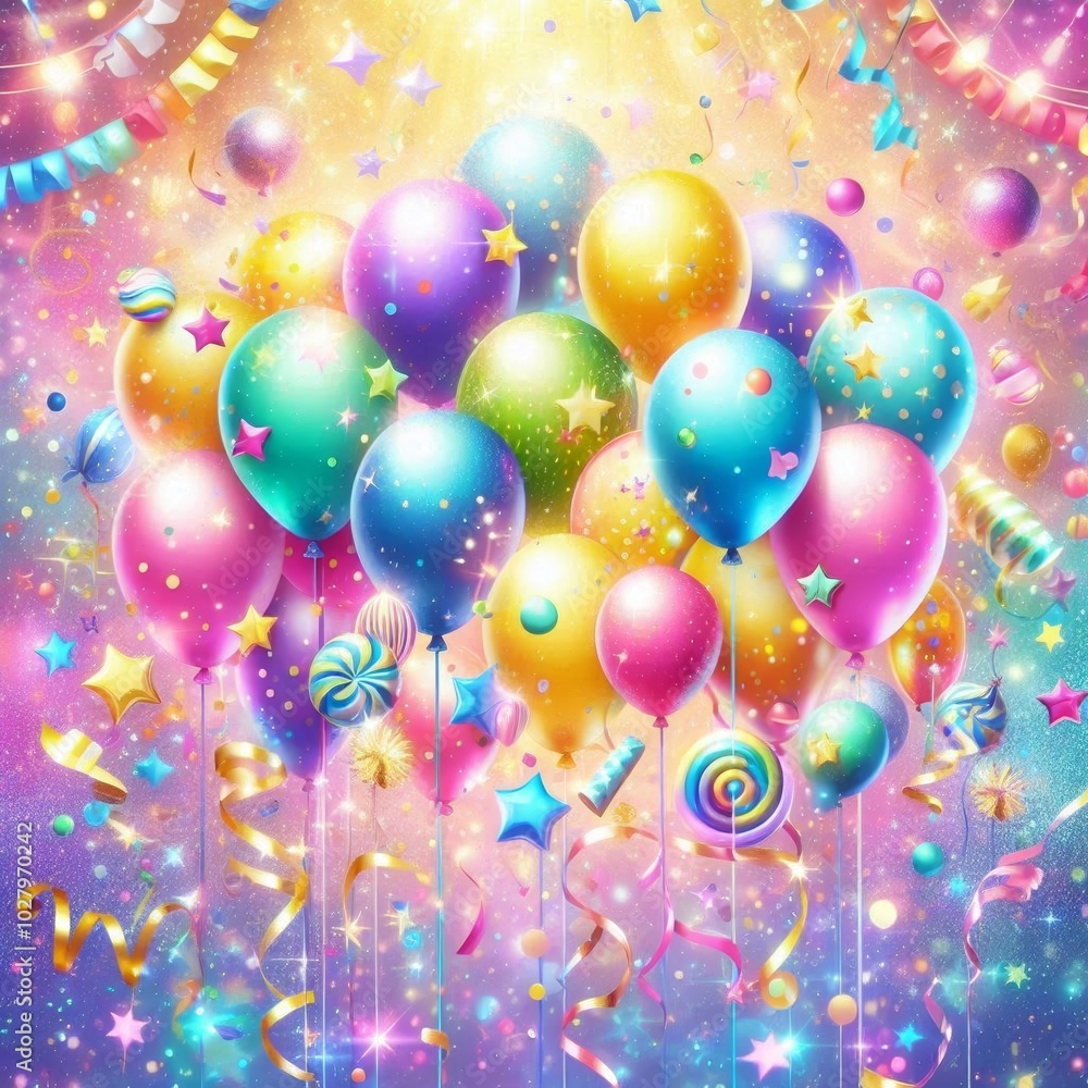 Background with sequins and confetti, postcard, birthday, holiday Background with sequins and confetti, postcard, birthday, holiday