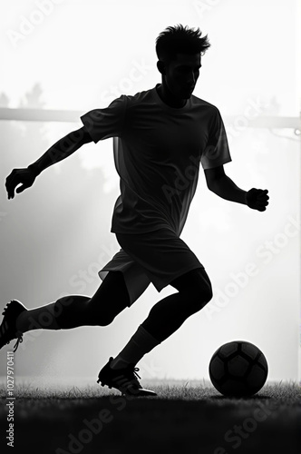 Soccer Magic in Motion: Silhouette of a Young Star Kicking Goals!