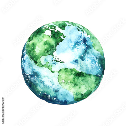 Fototapeta Naklejka Na Ścianę i Meble -  Hand-painted watercolor planet Earth illustration perfect for pattern designs