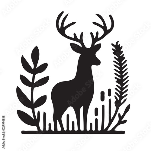 vector silhouette deer