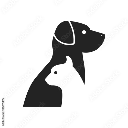 Isolated pictogram silhouette of a black cat and dog pictogram sign icon 
