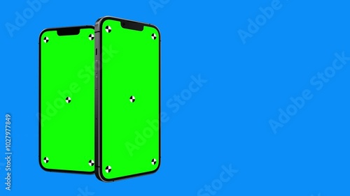 Creative animated smartphone mockup with chromakey screen. Video suitable for app or website promotion.