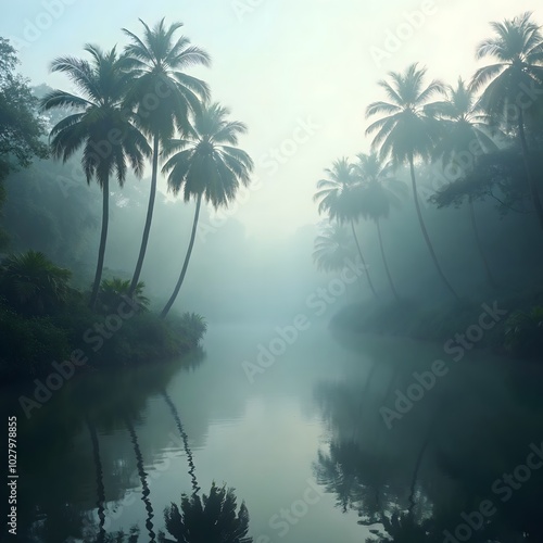 tropical island with palm trees