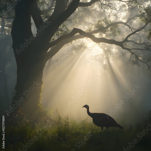 sunset in the forest