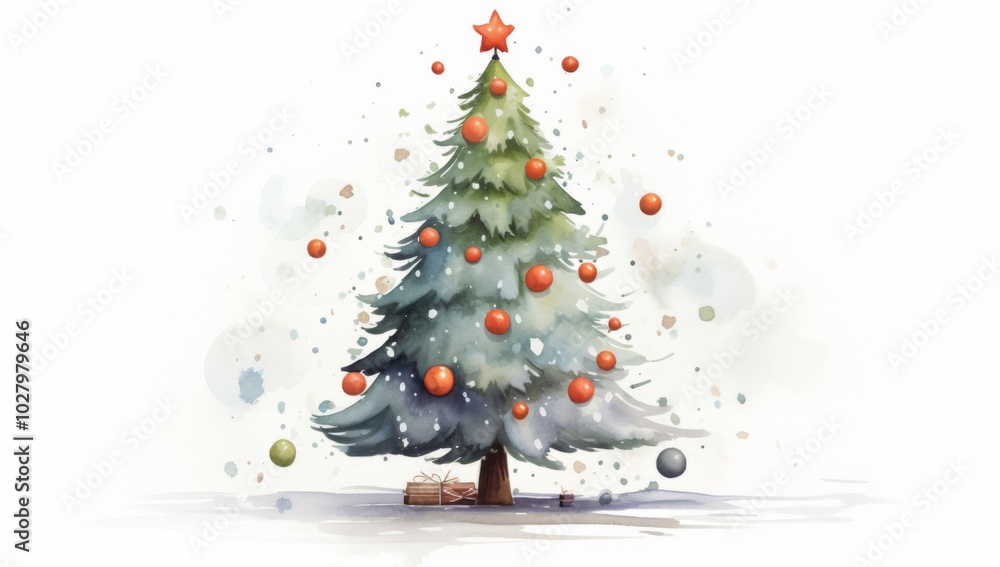 Christmas Tree with Decorations and gifts on a White Background, for Christmas Day
Christmas Tree with Decorations and gifts on a White Background, for Christmas Day