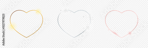Set of three heart shape frames