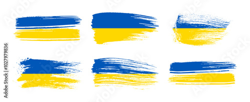 Set of Ukrainian national flags