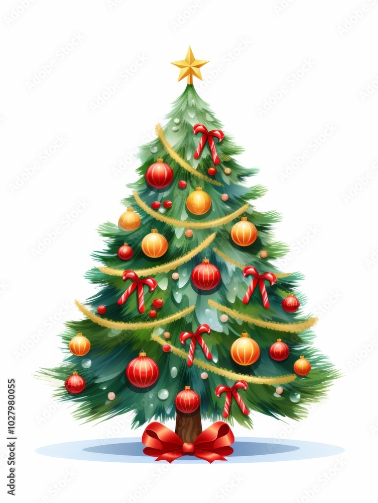 Christmas Tree with Decorations and gifts on a White Background, for Christmas Day
Christmas Tree with Decorations and gifts on a White Background, for Christmas Day