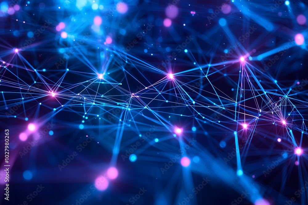 Abstract Digital Network Connection - Glowing Lines and Points Abstract Digital Network Connection - Glowing Lines and Points