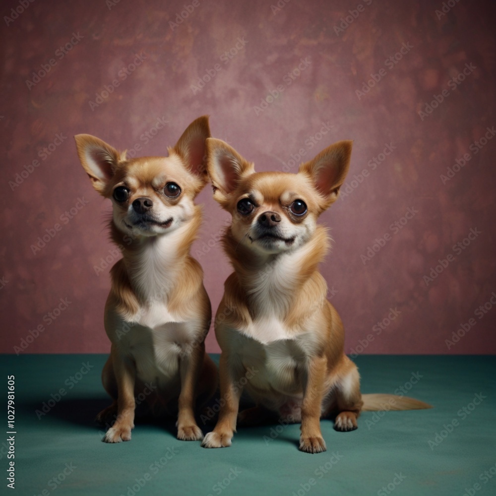 two chihuahua dogs in the studio two chihuahua dogs in the studio