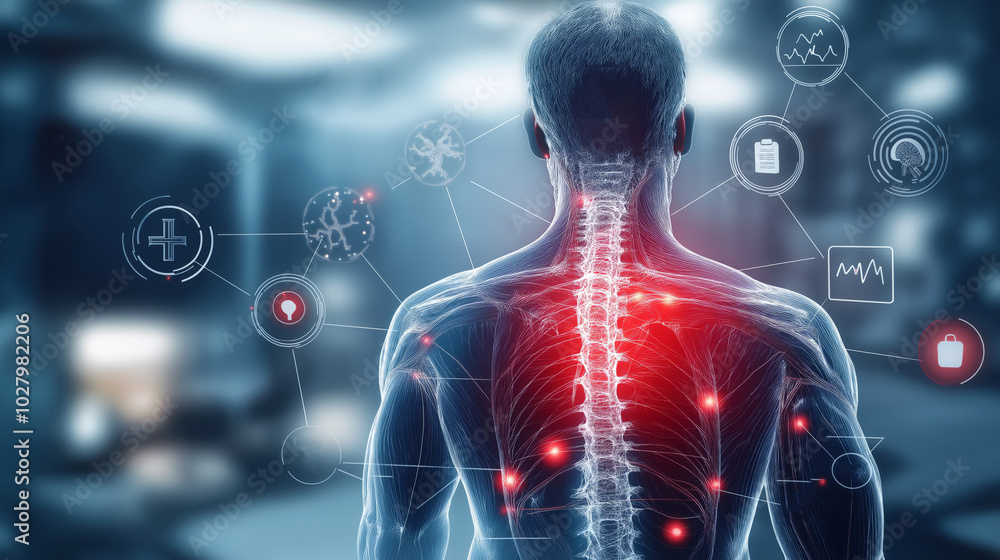 A medical-themed image showing a person struggling with severe back and neck pain. A medical-themed image showing a person struggling with severe back and neck pain.