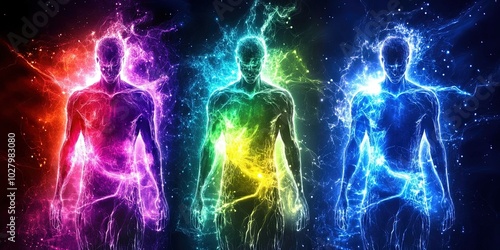 healing aura and metaphysical energy concept with karmic chakras