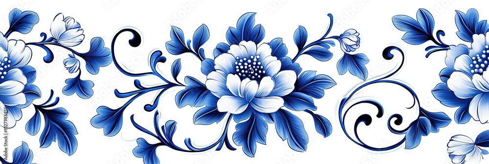 Blue and white carpet or ceramic pattern, symmetrical composition, delicate texture, ink painting effect, Blue and white carpet or ceramic pattern, symmetrical composition, delicate texture, ink painting effect,