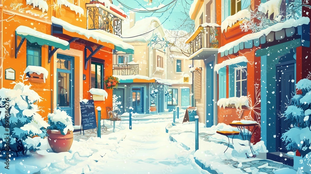 Fototapeta premium Winter concept with vibrant colors, creative illustration, textured and dynamic background