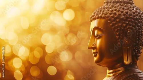 Golden Buddha Statue Symbolizing Peace, Spirituality, and Enlightenment