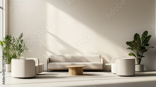 Modern Co-working Space with Minimalist Design and Natural Light, generative ai