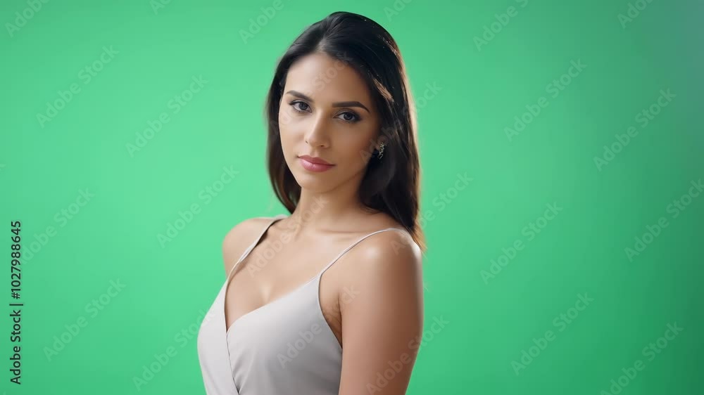 Woman in Beige Top Looking at Camera Woman in Beige Top Looking at Camera
