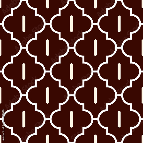 Oriental traditional pattern. Ogee ornament. Repeated maroccan crosses mosaic tiles. Lantern shapes motif. Tracery window wallpaper. Arabesque digital paper, textile print. Seamless surface design