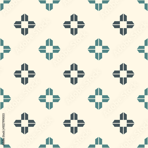 Outline minimalist seamless pattern with stylized repeating flowers. Simple geometric ornament. Modern stylish floral texture. Scrapbook digital paper, textile print, page fill. Vector illustration