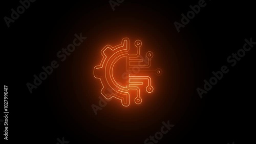Wallpaper Mural Processor with artificial intelligence AI with Glowing neon gears icon on black background. technology CPU icon isolated . Torontodigital.ca