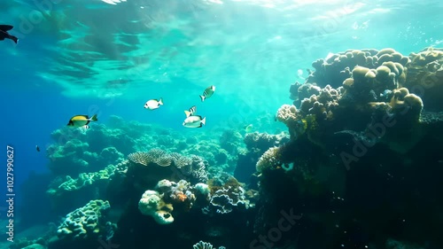 Wallpaper Mural An Underwater Scene featuring Vibrant Tropical Fish Swimming Amidst a Colorful Coral Reef Torontodigital.ca