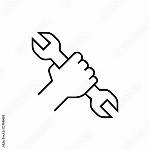 hand holding wrench icon sign vector