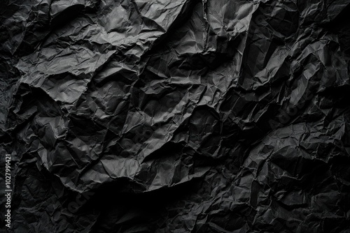 crumpled black paper texture background