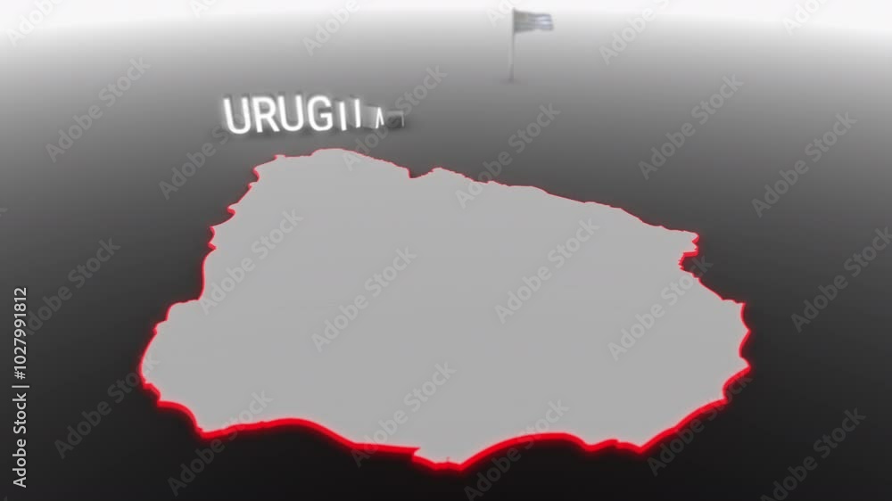 3d animated map of Uruguay gets hit and fractured by the text “Inflation” 3d animated map of Uruguay gets hit and fractured by the text “Inflation”