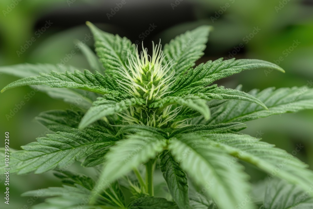 Close-up of a lush green cannabis plant Close-up of a lush green cannabis plant