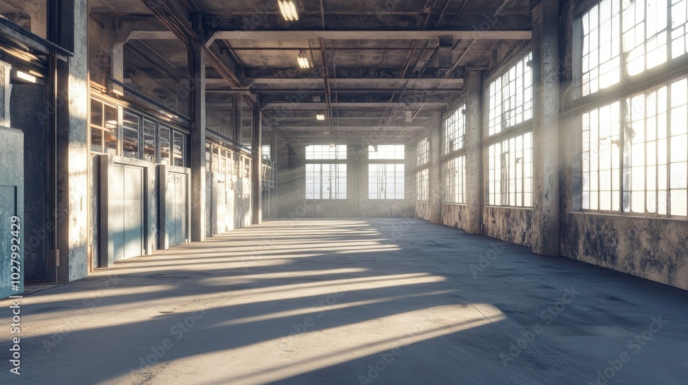 Light-filled Industrial Interior with Large Windows Light-filled Industrial Interior with Large Windows