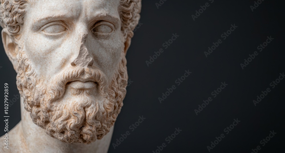 Closeup of an ancient marble statue head Closeup of an ancient marble statue head