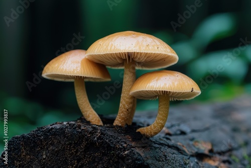 Mushrooms growing on a decaying log