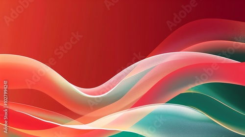 Gradient waves Gradient wave patterns in Christmas colors with a clear central space for text, perfect for modern and dynamic holiday greetings